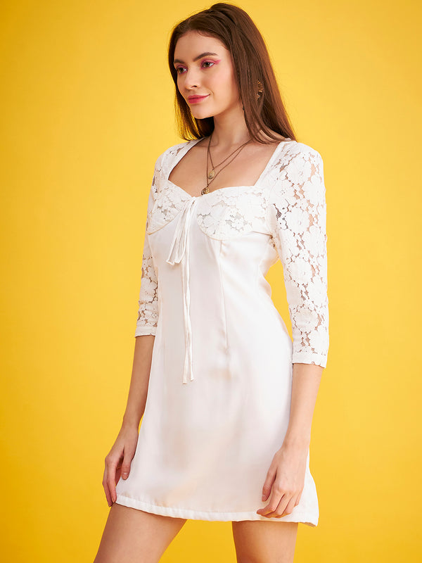 Delan Satin Lace Mini Dress