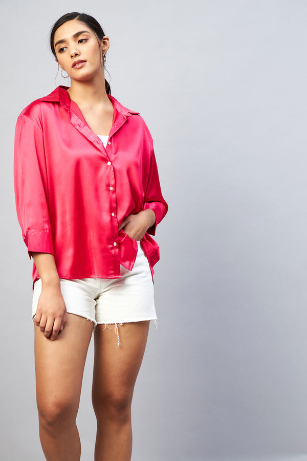 delan Satin Oversized Shirt