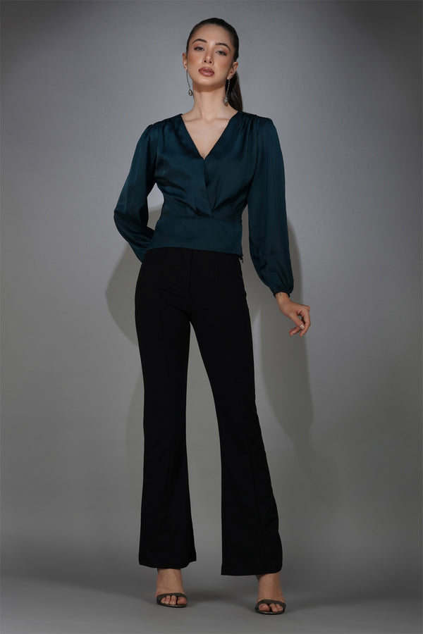 Delan Satin Wrap Crop Top