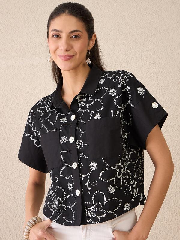 Delan Shadow Bloom Crop Shirt