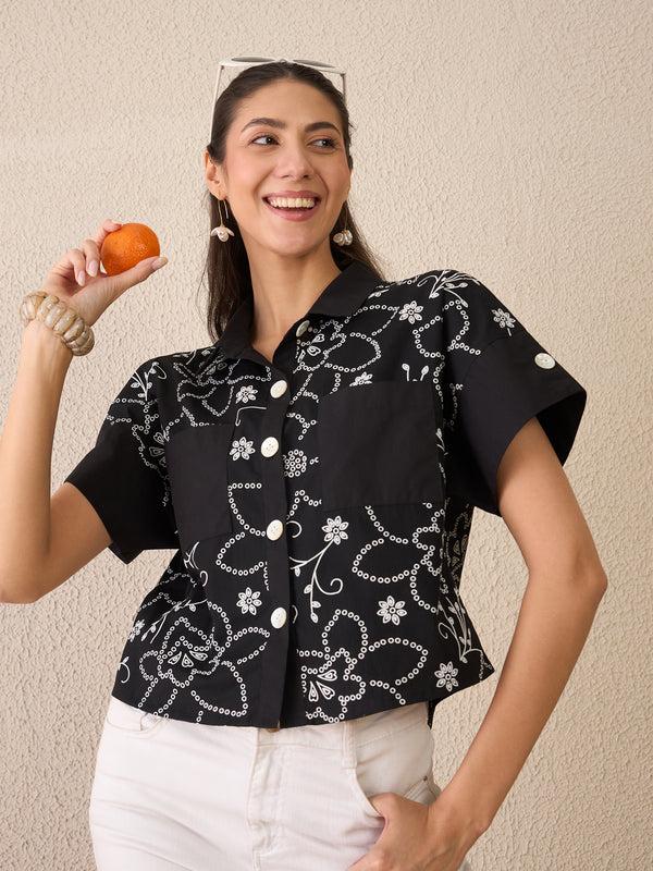 Delan Shadow Bloom Crop Shirt