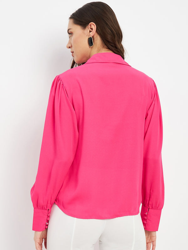 Delan Shirt Collar Button Up Shirt Style Top