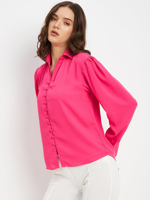 Delan Shirt Collar Button Up Shirt Style Top