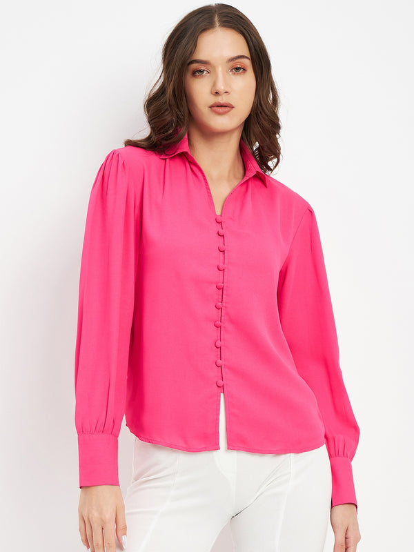 delan Shirt Collar Button Up Shirt Style Top