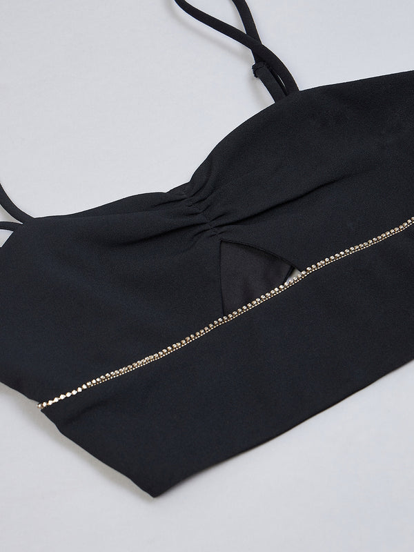 Delan Shoulder Strapped Cut-Out Bralette Top