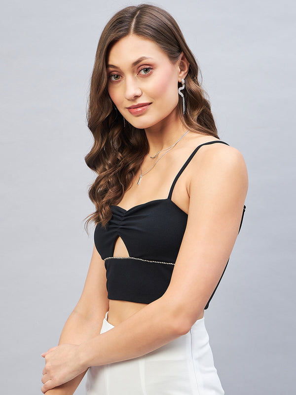 Delan Shoulder Strapped Cut-Out Bralette Top