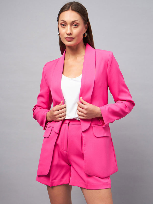 delan Solids tailored buttoned blazer with shorts