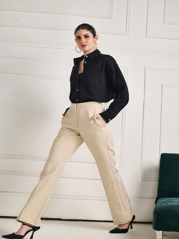 Delan Tailored Striped Bootcut Trouser