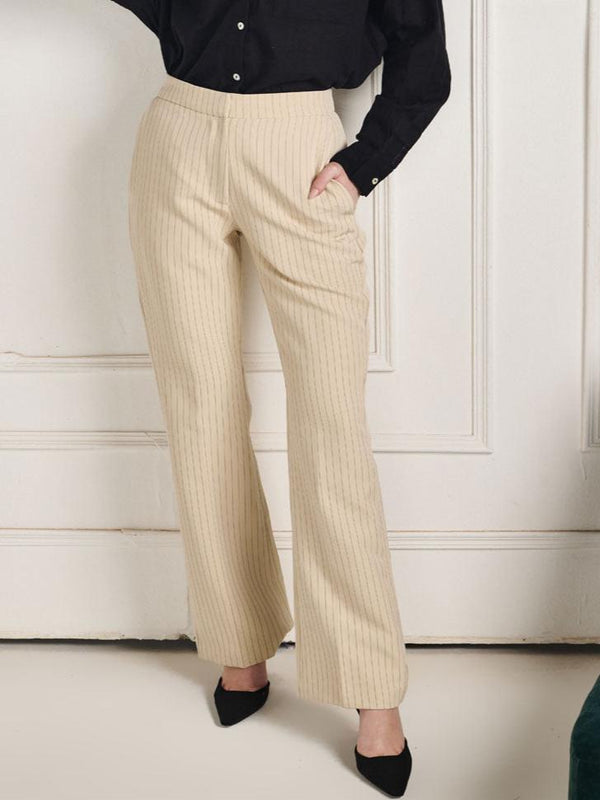 delan Tailored Striped Bootcut Trouser
