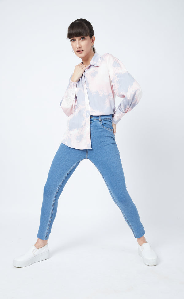 Delan Tie-Dye Satin Shirt
