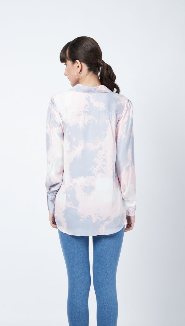 Delan Tie-Dye Satin Shirt