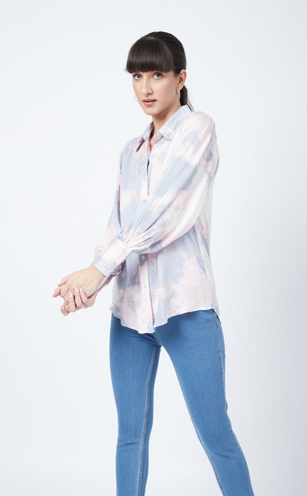 Delan Tie-Dye Satin Shirt