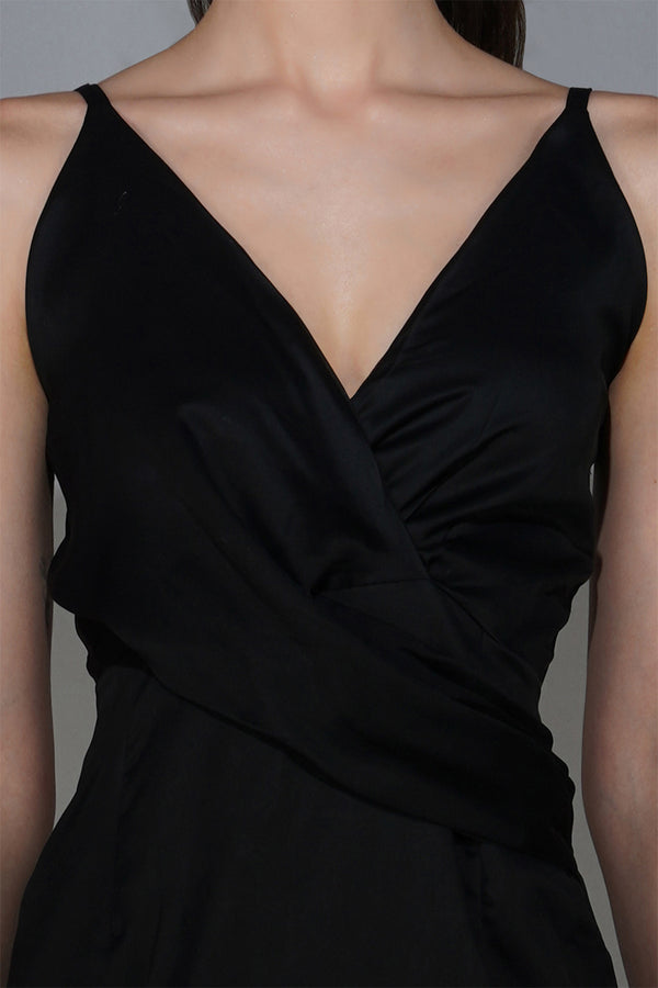 Delan Wrap Body Satin Dress