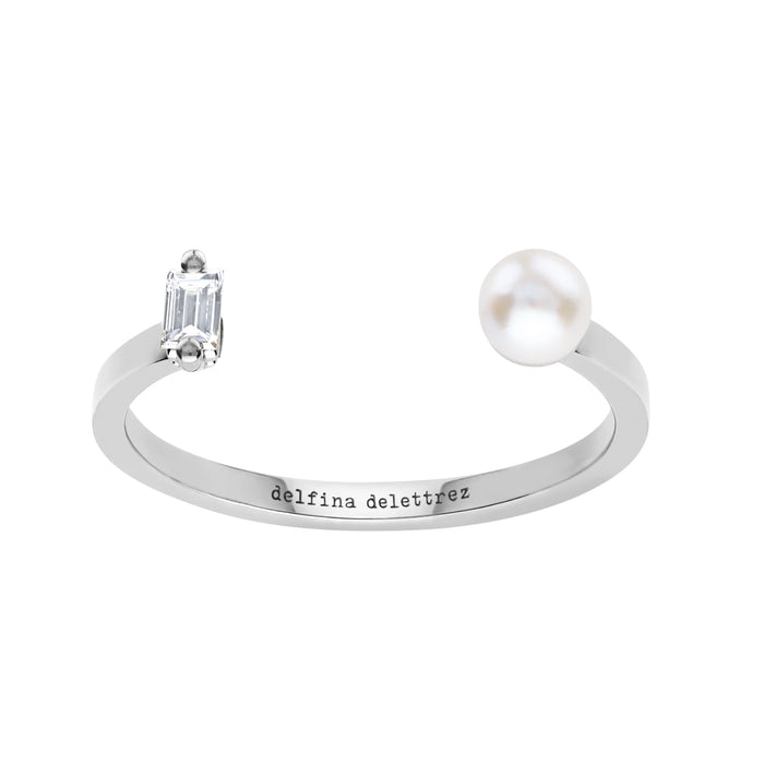 Delfina Delettrez Dots Pearl And Baguette Ring