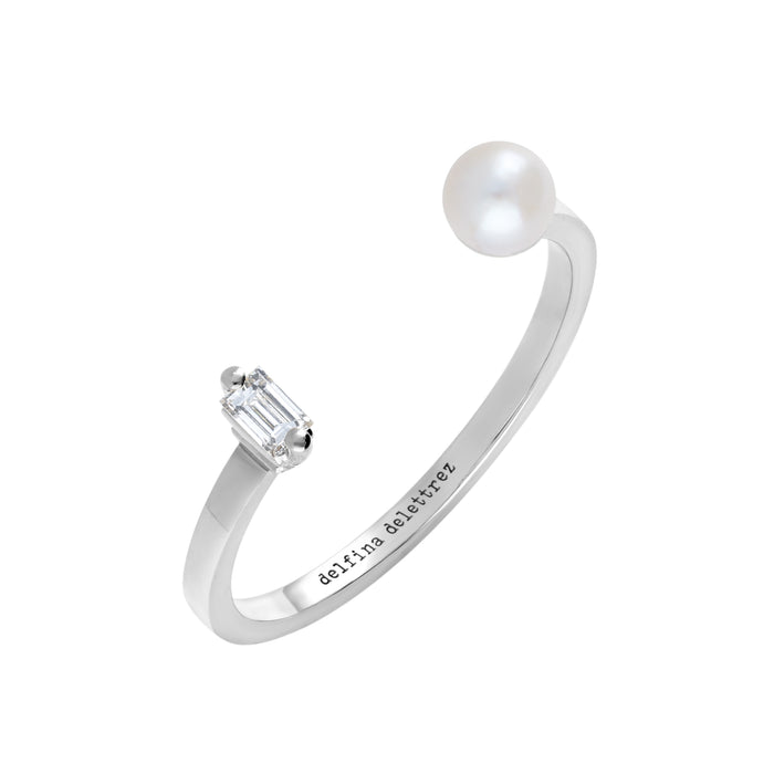 Delfina Delettrez Dots Pearl And Baguette Ring