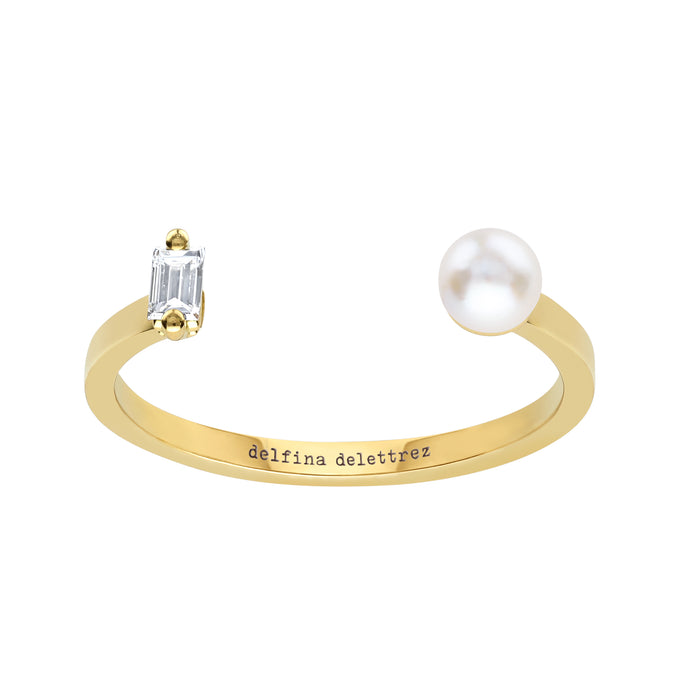 delfina delettrez Dots pearl and baguette ring