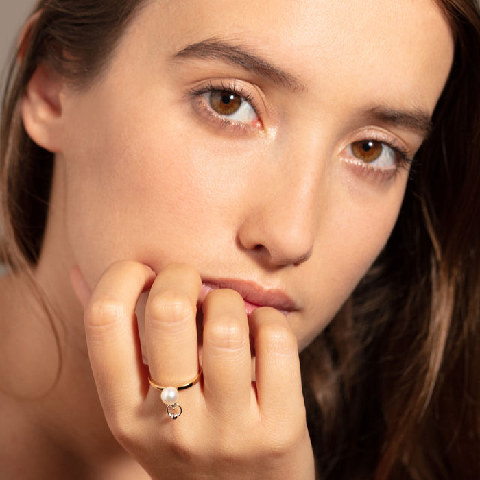 Delfina Delettrez TWO IN ONE Diamond Akoya Ring