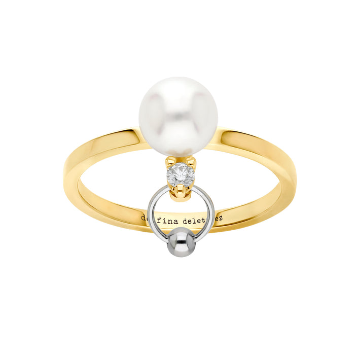 delfina delettrez TWO IN ONE diamond akoya ring