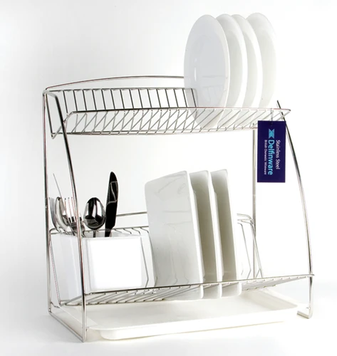 delfinware Two Tier Stainless Steel Dish Drainer
