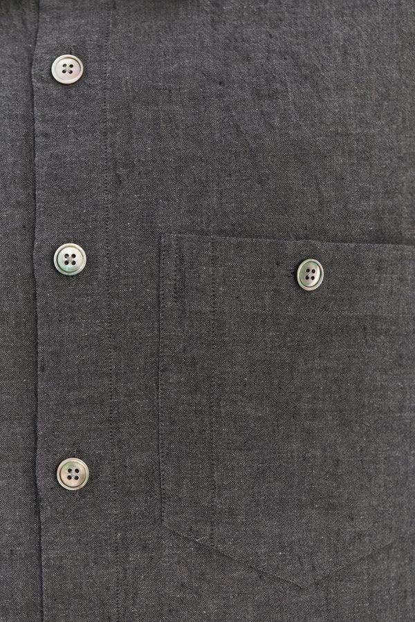 Delikatessen Architects Overshirt In A Charcoal Grey Mix Of Japanese Linen And Cotton