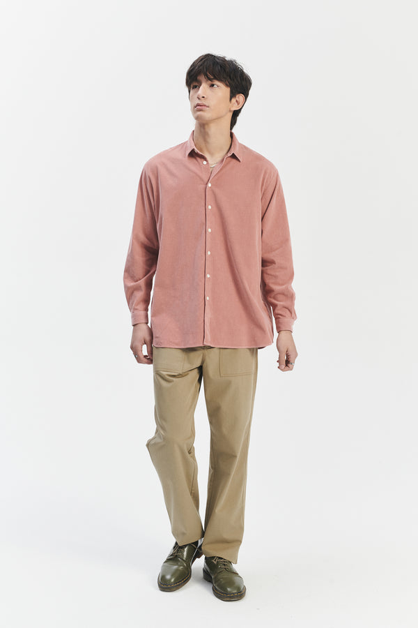 delikatessen Boxy Unisex Shirt in Dusty Pink in the finest Japanese Baby Corduroy Cotton