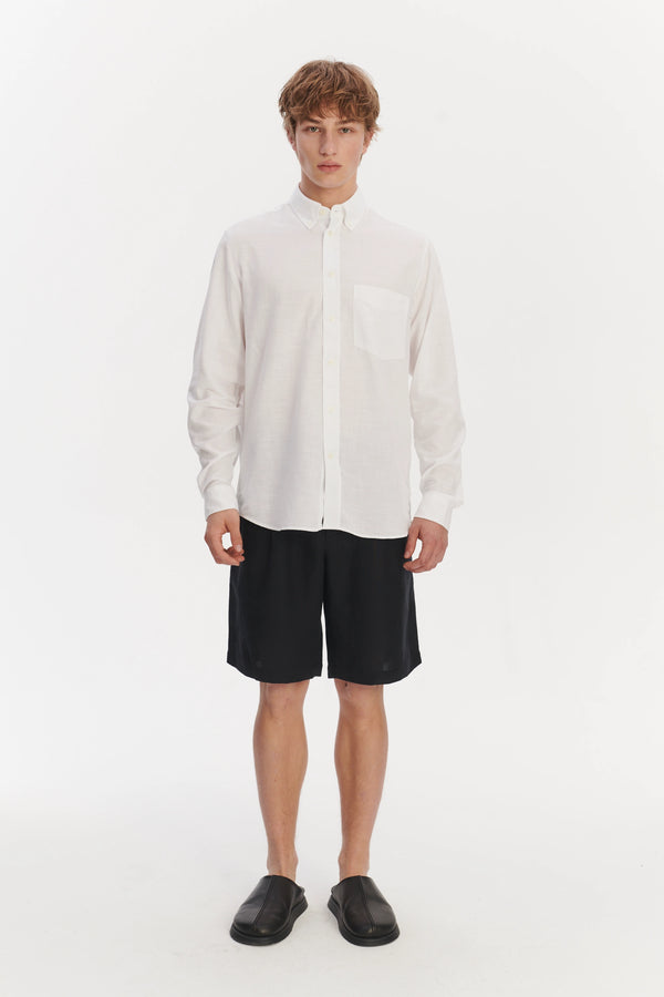 Delikatessen Button Down Shirt In An Airy White Organic Italian Cotton