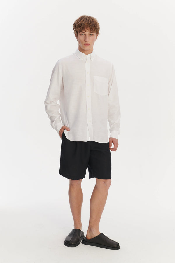 delikatessen Button Down Shirt in an Airy White Organic Italian Cotton delikatessen Button Down Shirt in an Airy White Organic Italian Cotton