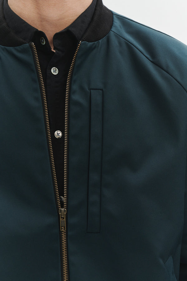 Delikatessen Cool Petrol Blue Bomber Jacket In An Italian Wind Proof Fabric