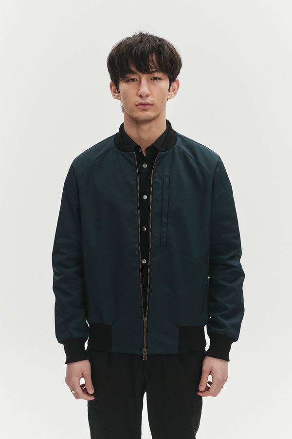 Delikatessen Cool Petrol Blue Bomber Jacket In An Italian Wind Proof Fabric