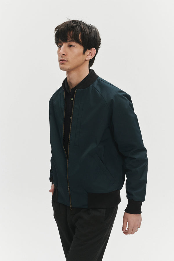 Delikatessen Cool Petrol Blue Bomber Jacket In An Italian Wind Proof Fabric