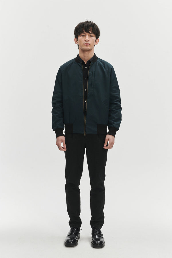 delikatessen Cool Petrol Blue Bomber Jacket in an Italian Wind Proof Fabric delikatessen Cool Petrol Blue Bomber Jacket in an Italian Wind Proof Fabric