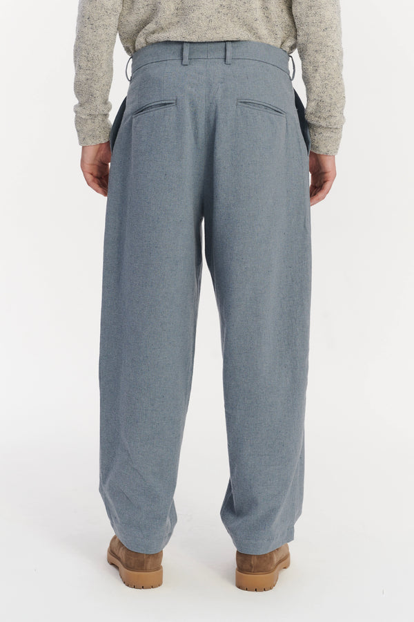 Delikatessen Cropped Trousers In A Pale Sky Blue Italian Recycled Cotton Denim