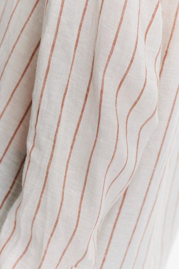 Delikatessen Cute Round Collar Shirt In A Soft And Airy Striped Bohemian Linen