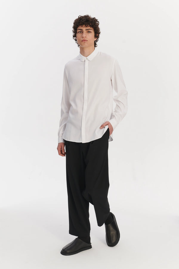 Delikatessen Cute Shirt In A White Very Soft Italian Lyocell And Cotton