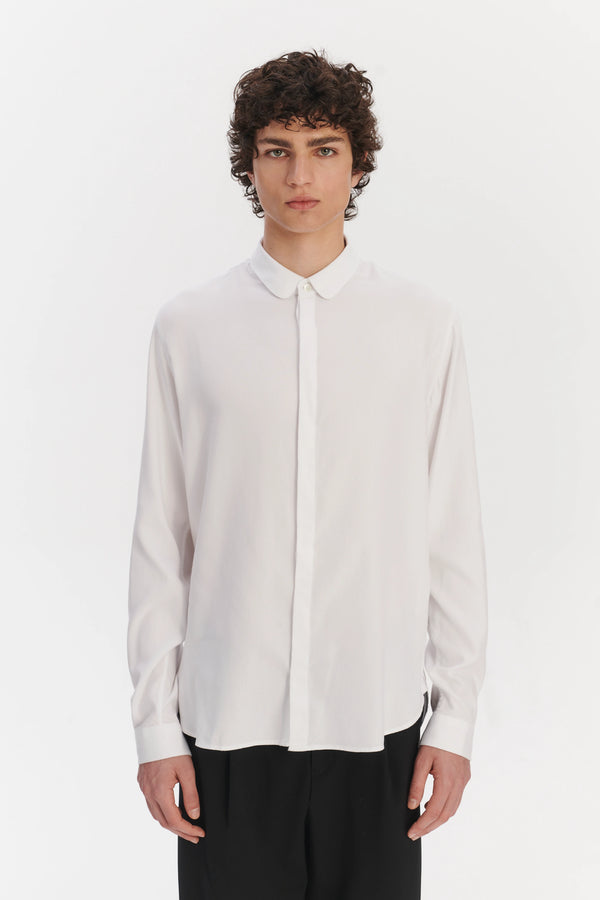 Delikatessen Cute Shirt In A White Very Soft Italian Lyocell And Cotton