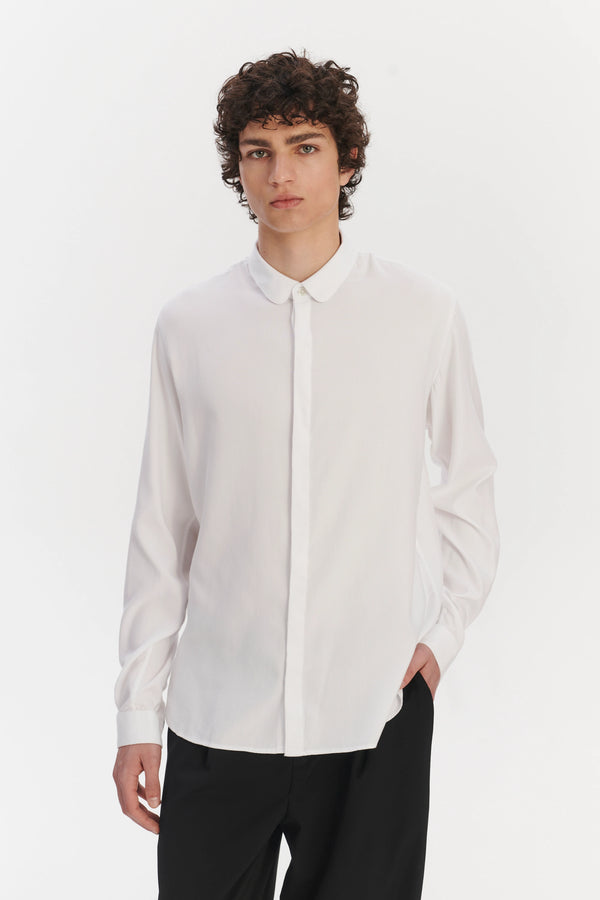 Delikatessen Cute Shirt In A White Very Soft Italian Lyocell And Cotton