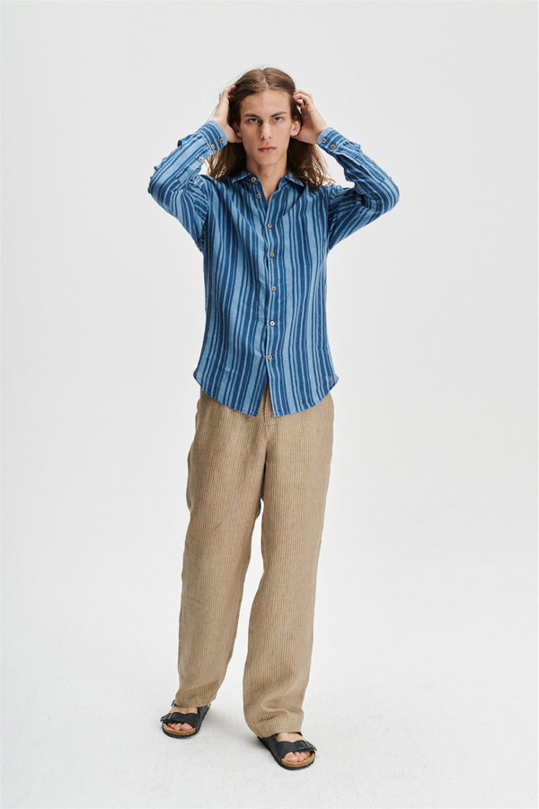 Delikatessen Feel Good Shirt In A Striped Linen