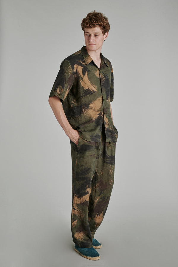 Delikatessen Linen Trousers In Camo Print
