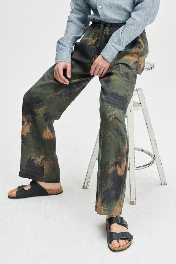 Delikatessen Linen Trousers In Camo Print