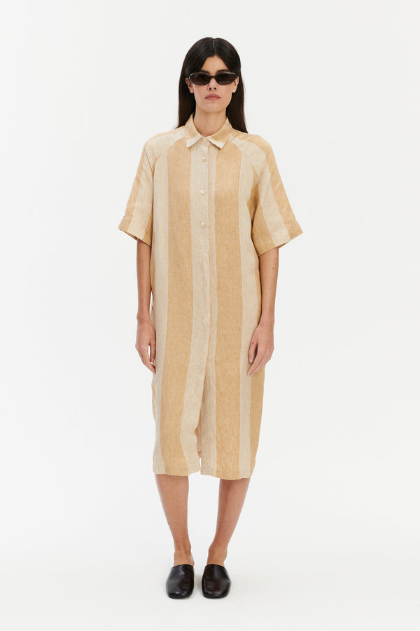 delikatessen Dress in a in Pure Finest Italian Linen In Bold Stripe delikatessen Dress in a in Pure Finest Italian Linen In Bold Stripe