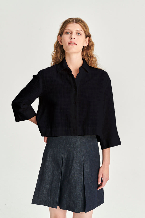 Delikatessen Ellipse Blouse In The Finest Black Airy Portuguese Cotton
