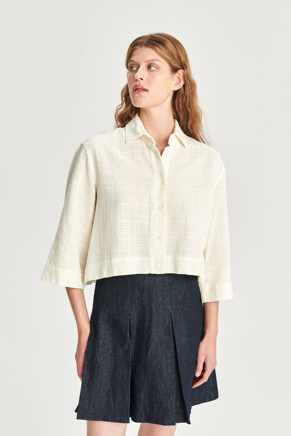 Delikatessen Ellipse Blouse In The Finest Off-White Airy Portuguese Cotton