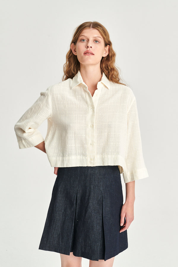 Delikatessen Ellipse Blouse In The Finest Off-White Airy Portuguese Cotton