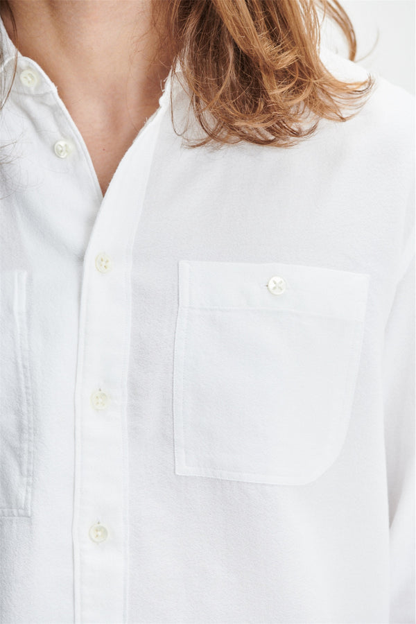 Delikatessen Farmer Shirt In The Finest White Italian Sustainable Cotton Crêpe By Leggiuno