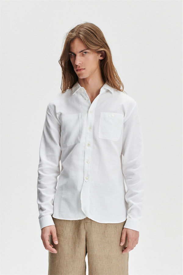 Delikatessen Farmer Shirt In The Finest White Italian Sustainable Cotton Crêpe By Leggiuno