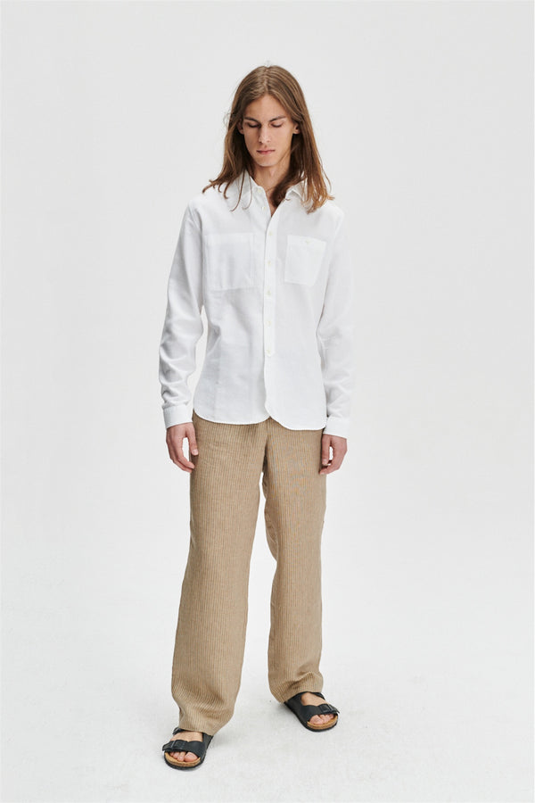 delikatessen Farmer Shirt in the Finest White Italian Sustainable Cotton Crêpe by Leggiuno
