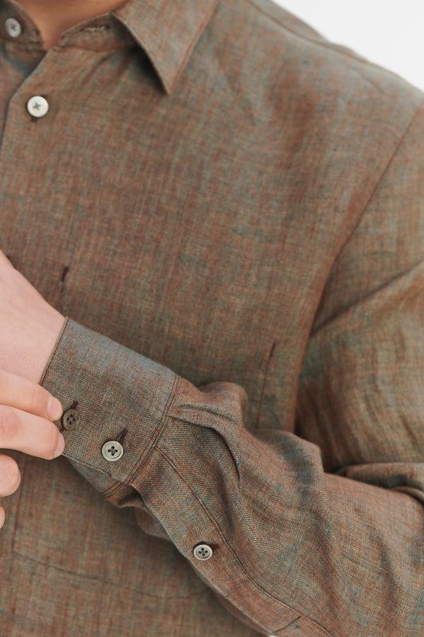 Delikatessen Feel Good Shirt In A Brown Changeant Italian Linen