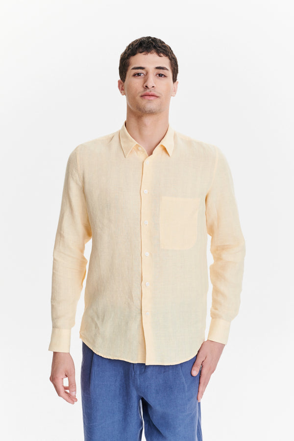 Delikatessen Feel Good Shirt In A Fine Buttermilk Yellow Italian Linen