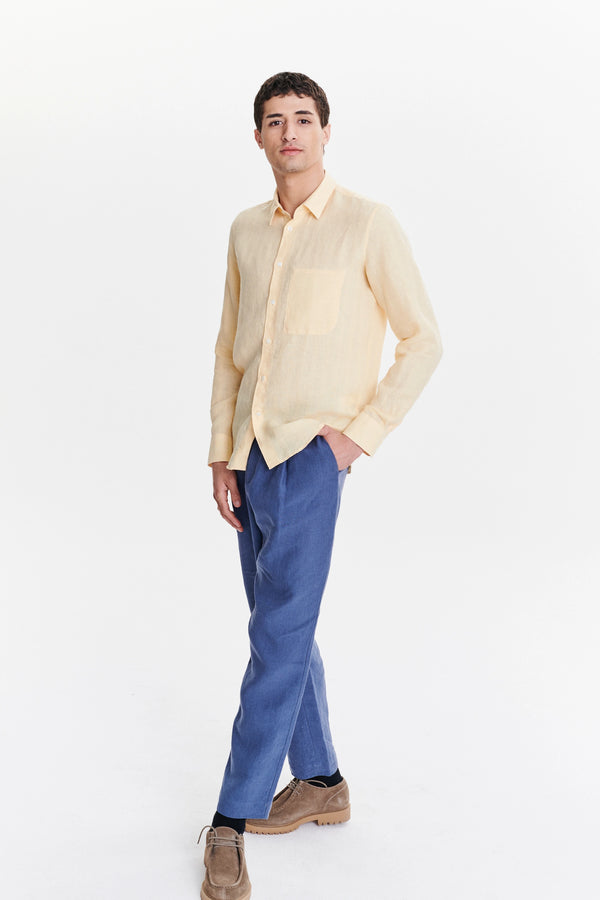 Delikatessen Feel Good Shirt In A Fine Buttermilk Yellow Italian Linen