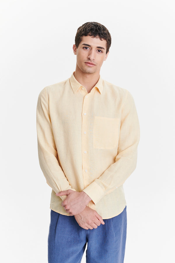 Delikatessen Feel Good Shirt In A Fine Buttermilk Yellow Italian Linen